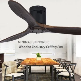 Luxury Wooden Pendant Fan - 42/52-Inch Vintage Ceiling Fan with Lights, Remote Control, and 3 Wooden Blades