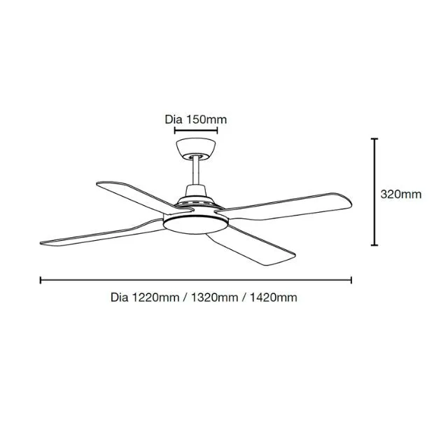 Martec Discovery II 1320mm Ceiling Fan Matt Black