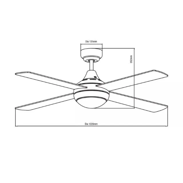 Martec Link 1220mm 4 Blade Ceiling Fan with 15w LED  Light White