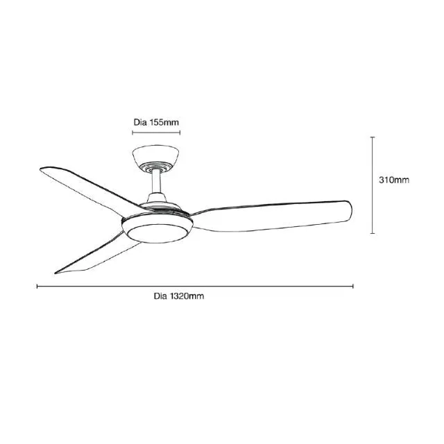 Martec Viper DC 3 1220mm Ceiling Fan with LED Light Matt White