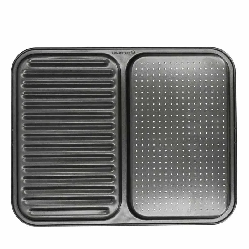 MasterClass Non Stick 2 in 1 Divided Crisping Baking Tray | 16 x 12 x 1 inches