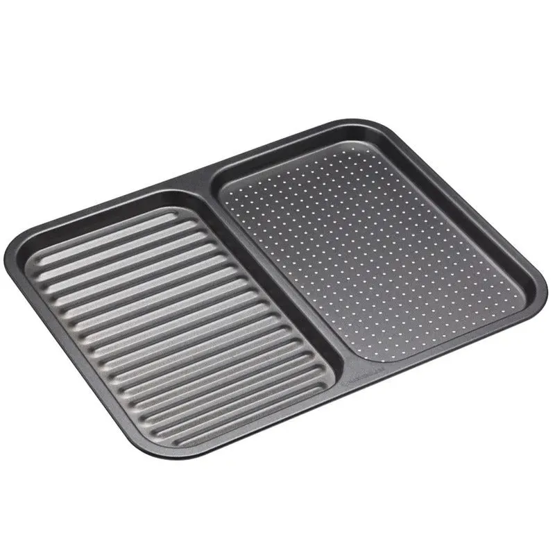 MasterClass Non Stick 2 in 1 Divided Crisping Baking Tray | 16 x 12 x 1 inches