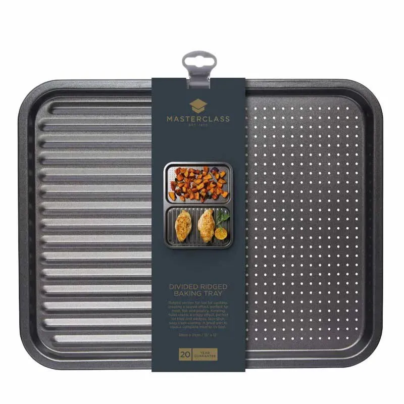 MasterClass Non Stick 2 in 1 Divided Crisping Baking Tray | 16 x 12 x 1 inches