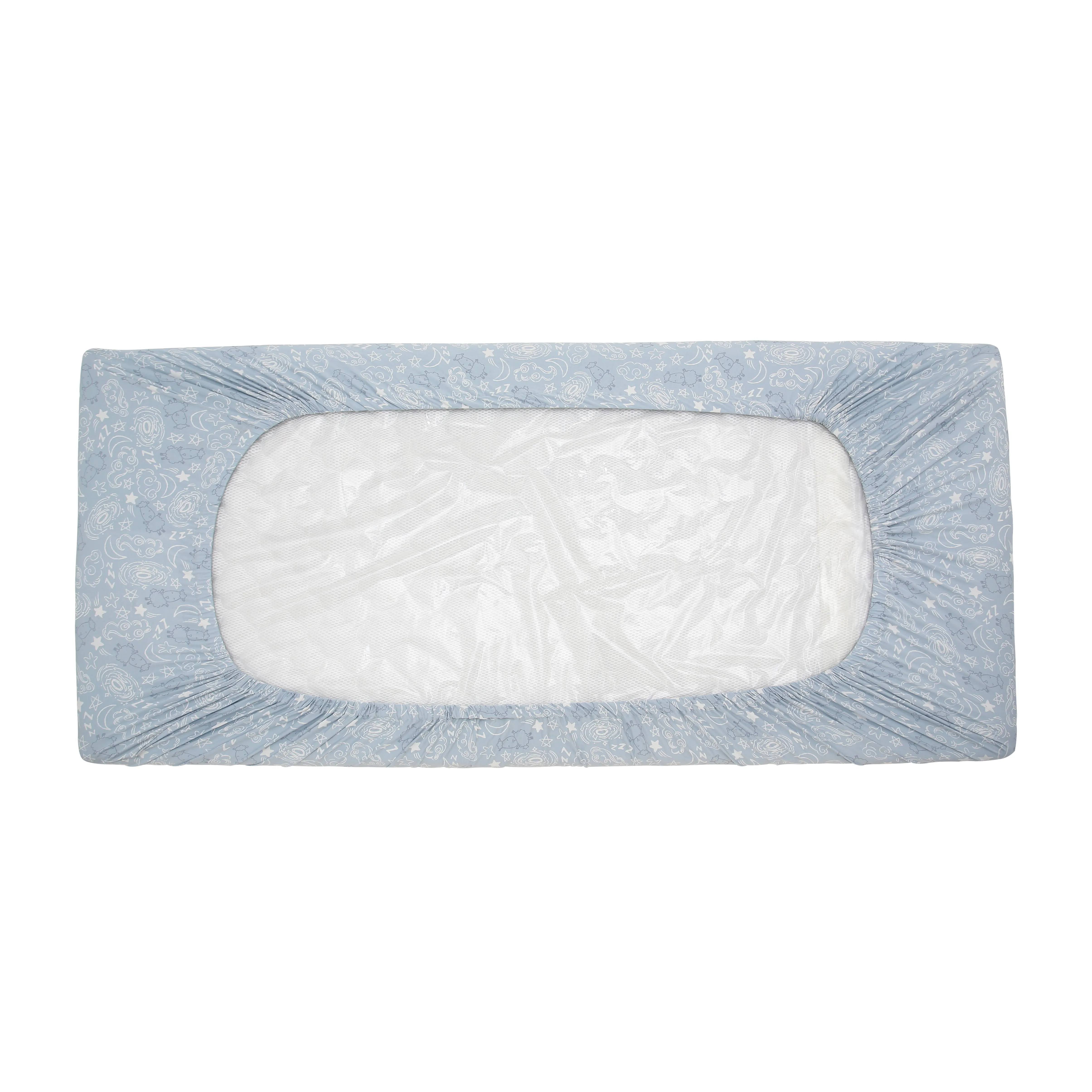 Mattress Sheet Baa Baa in the Universe Blue - Single Bed