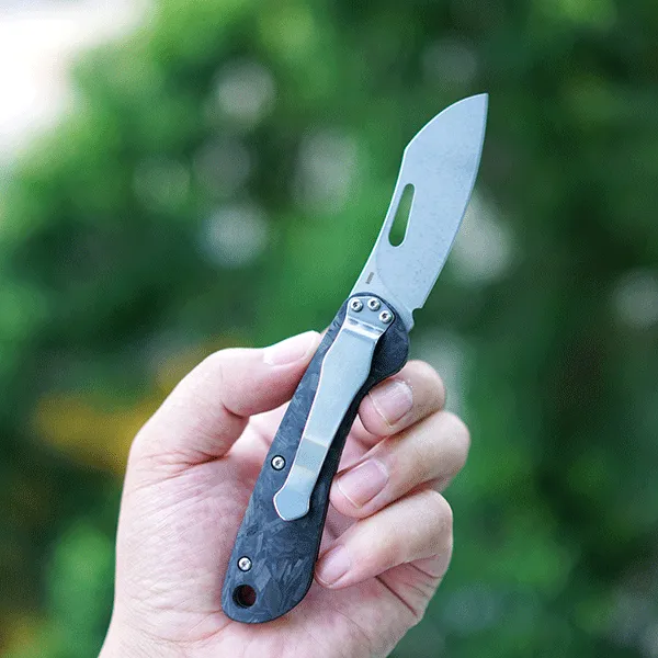 MecArmy EK3RC Luminous Carbon Fiber Slipjoint EDC Pocket Folding Knife