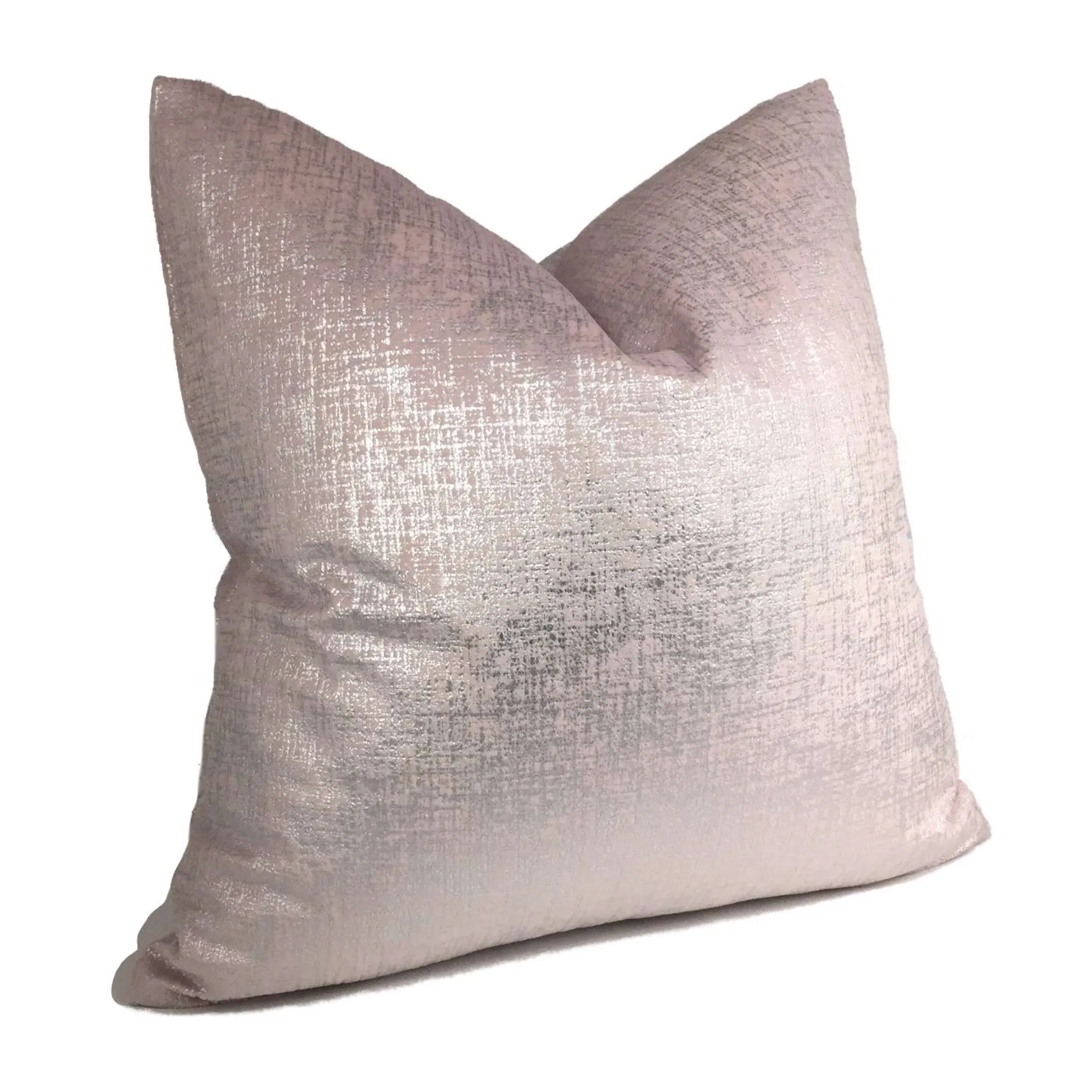 Metallic Silver Pink Velveteen Pillow Cover