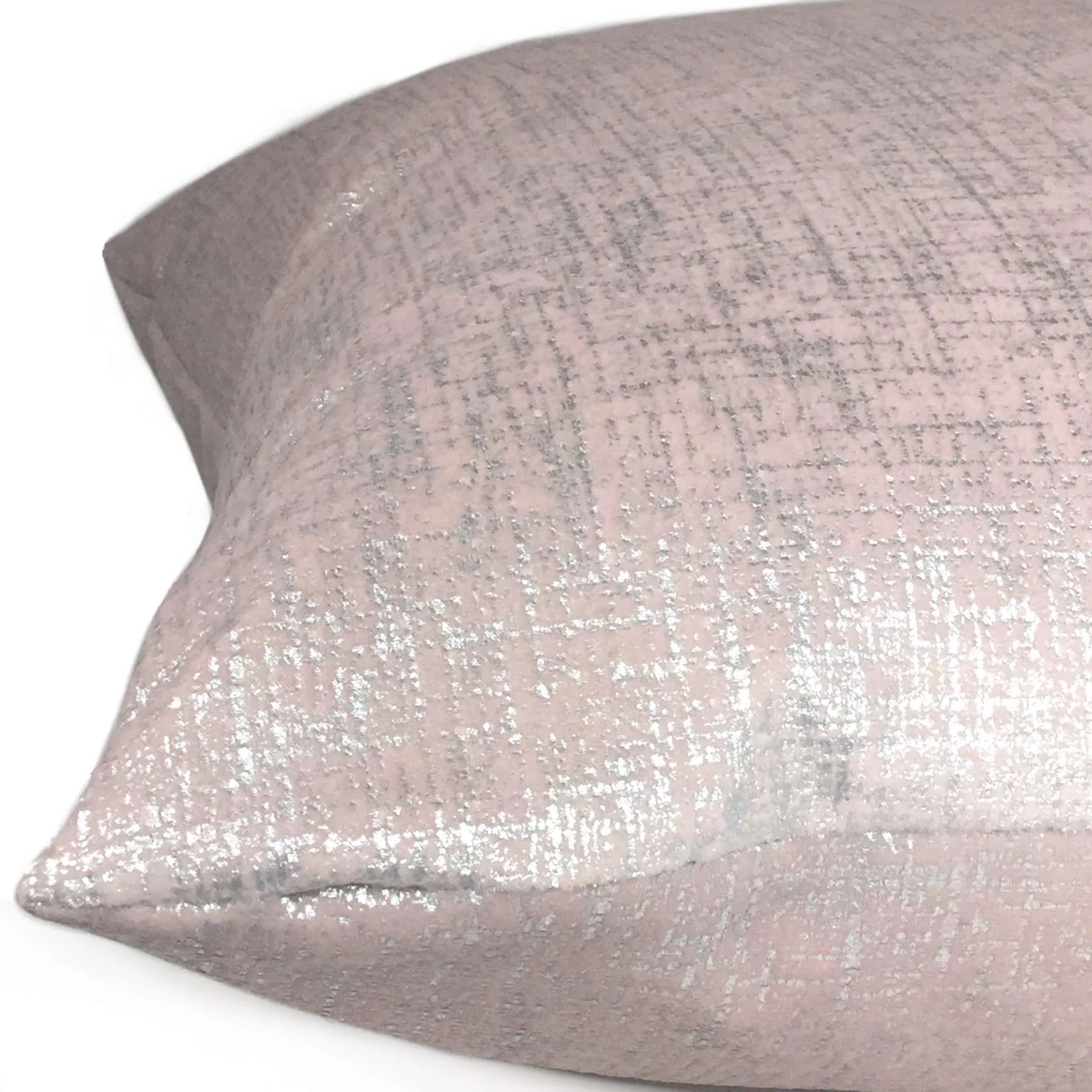 Metallic Silver Pink Velveteen Pillow Cover