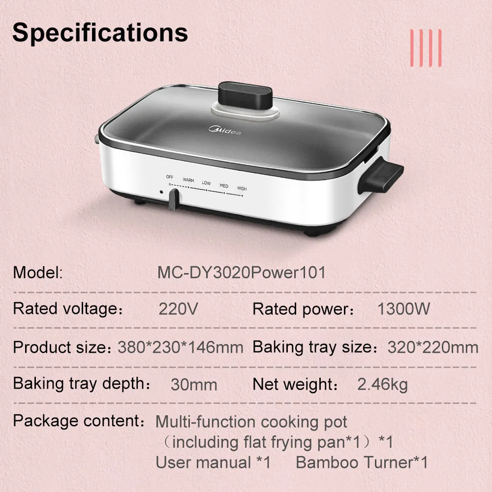 Midea 1300W power Multi-function Non-stick cooking pot-MC-DY3020Power101-K