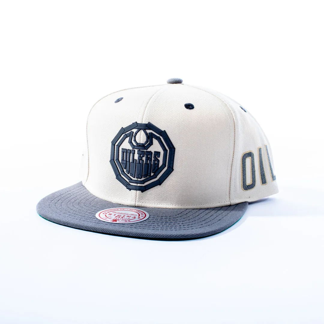 Mitchell & Ness Men's NHL Edmonton Oilers Black Tape Snapback Cap