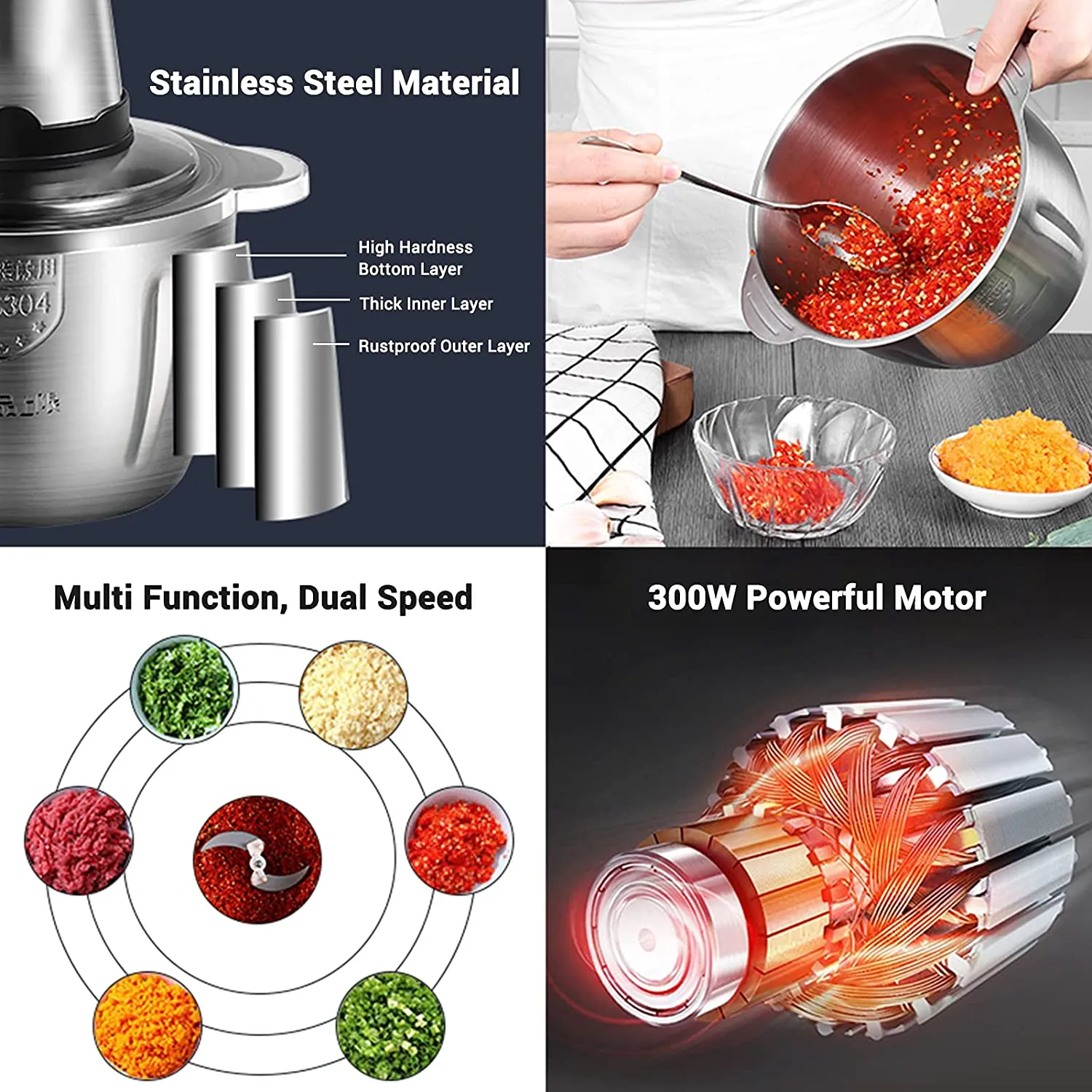 Multi-functional Electric Meat Vegetable Food Grinder 2 Speed Control