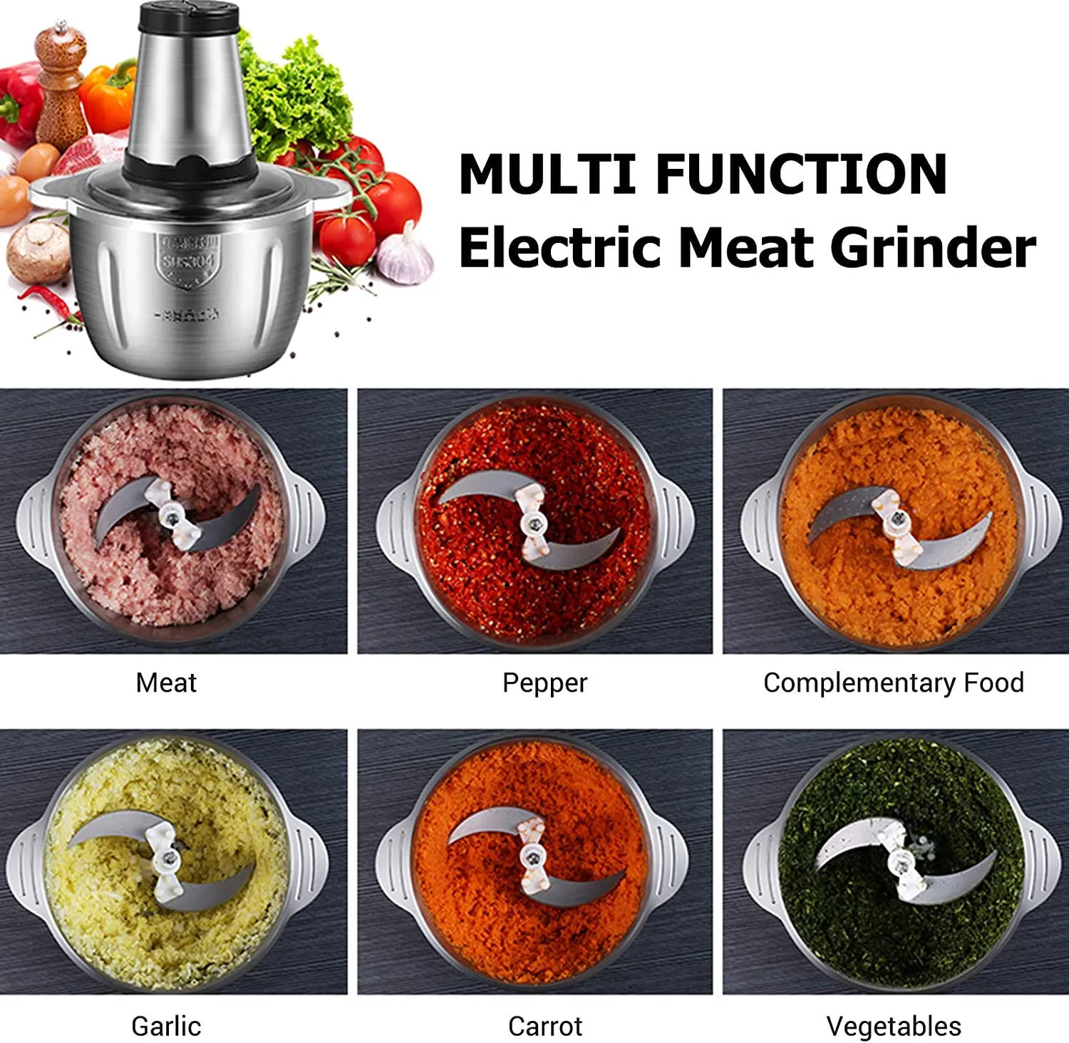 Multi-functional Electric Meat Vegetable Food Grinder 2 Speed Control