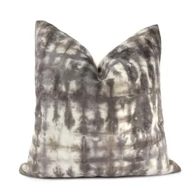 Nari Taupe Gray Cream Tie Dyed Velvet Pillow Cover