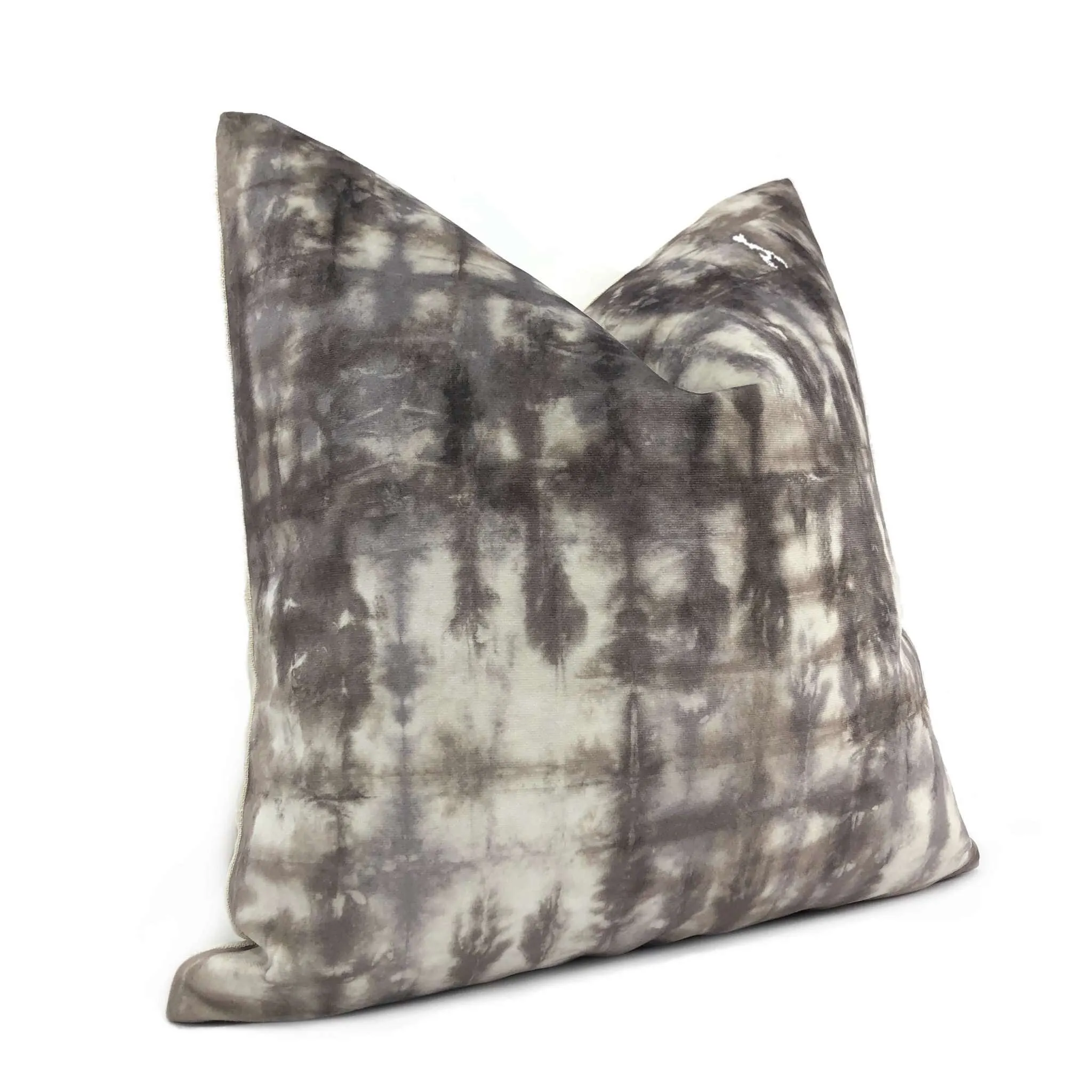 Nari Taupe Gray Cream Tie Dyed Velvet Pillow Cover