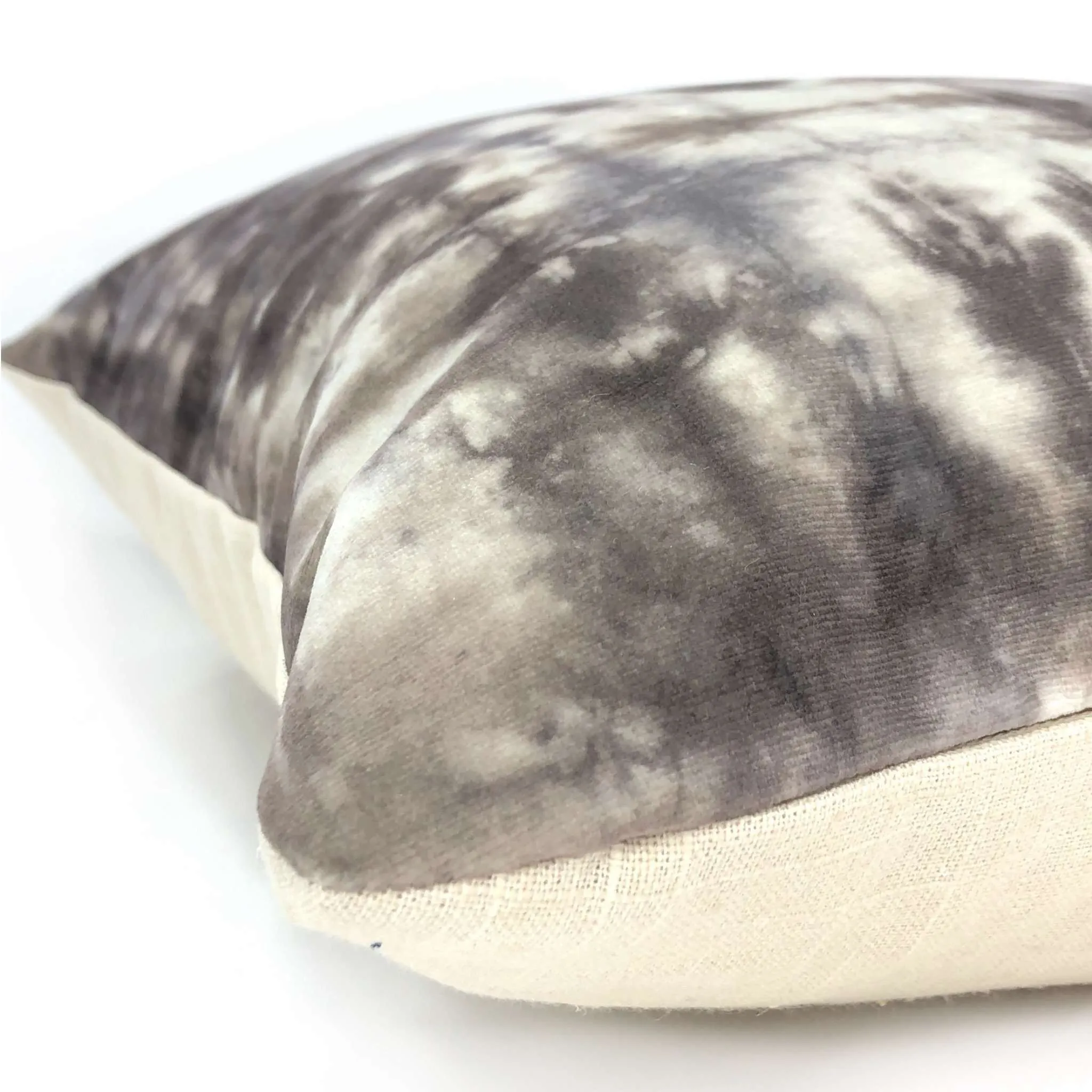 Nari Taupe Gray Cream Tie Dyed Velvet Pillow Cover