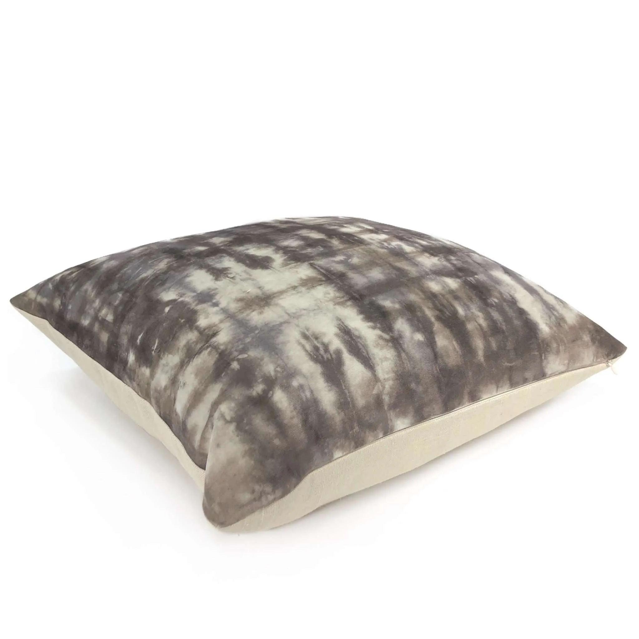 Nari Taupe Gray Cream Tie Dyed Velvet Pillow Cover