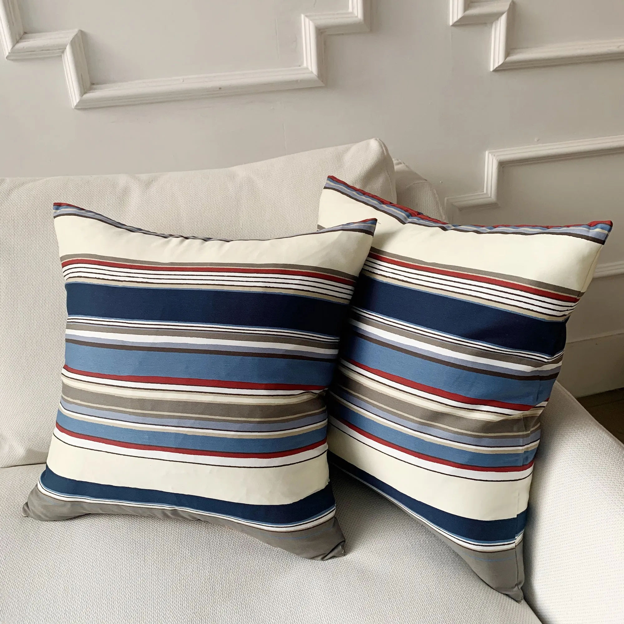 Nautical Preppy Stripe Throw Pillow Cover 20x20