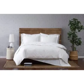 New - 3pc Full/Queen Solid Percale Duvet Cover Set White - Cannon