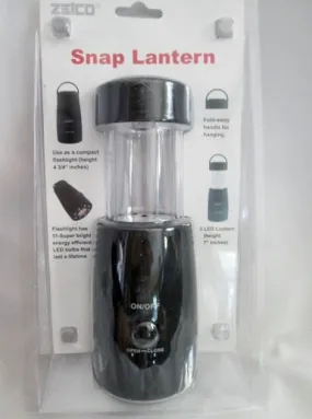 NEW ZELCO SNAP LANTERN Camping LED Compact FLASHLIGHT Hanging Light TRAVEL