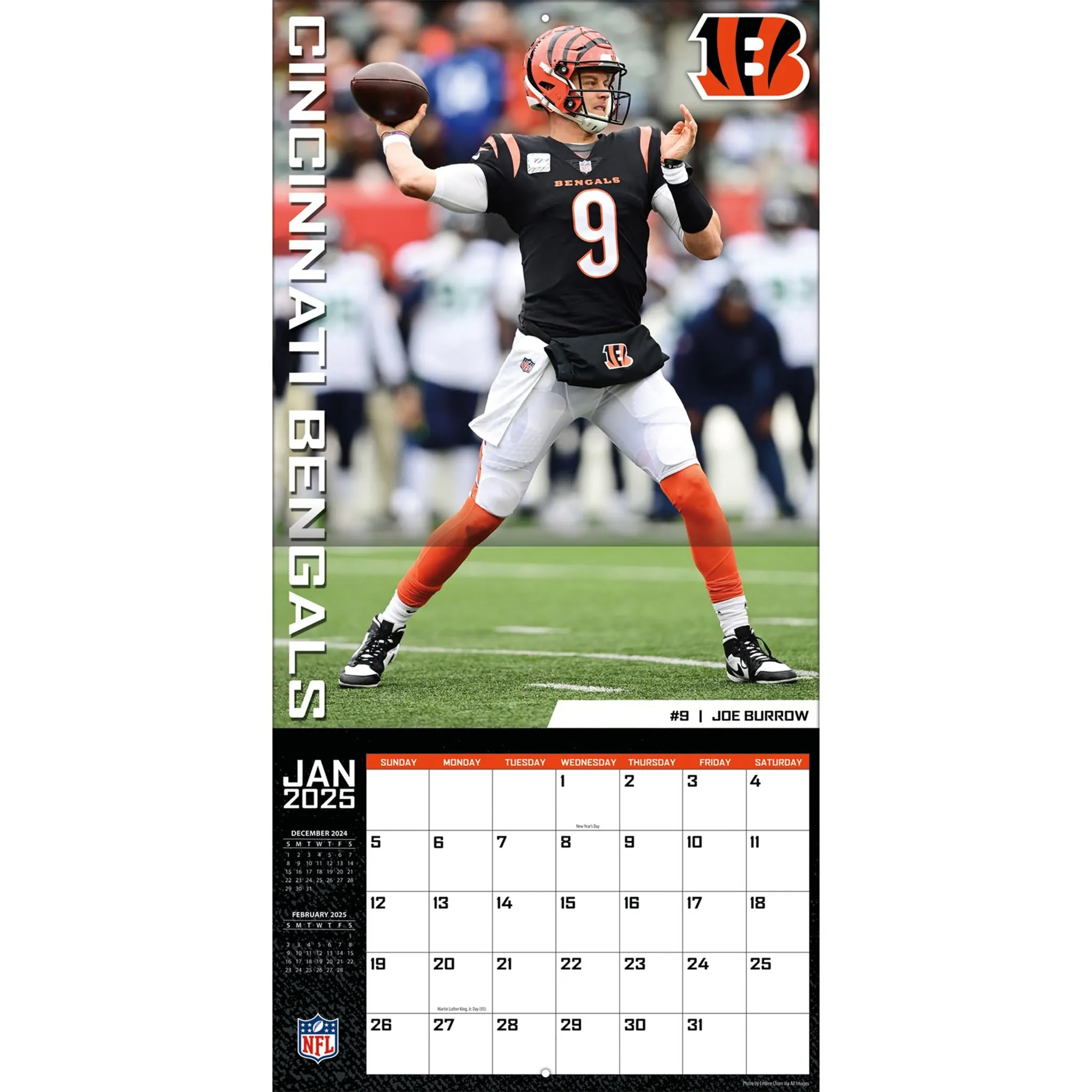 NFL Cincinnati Bengals Wall 2025 Calendar - Online Exclusive