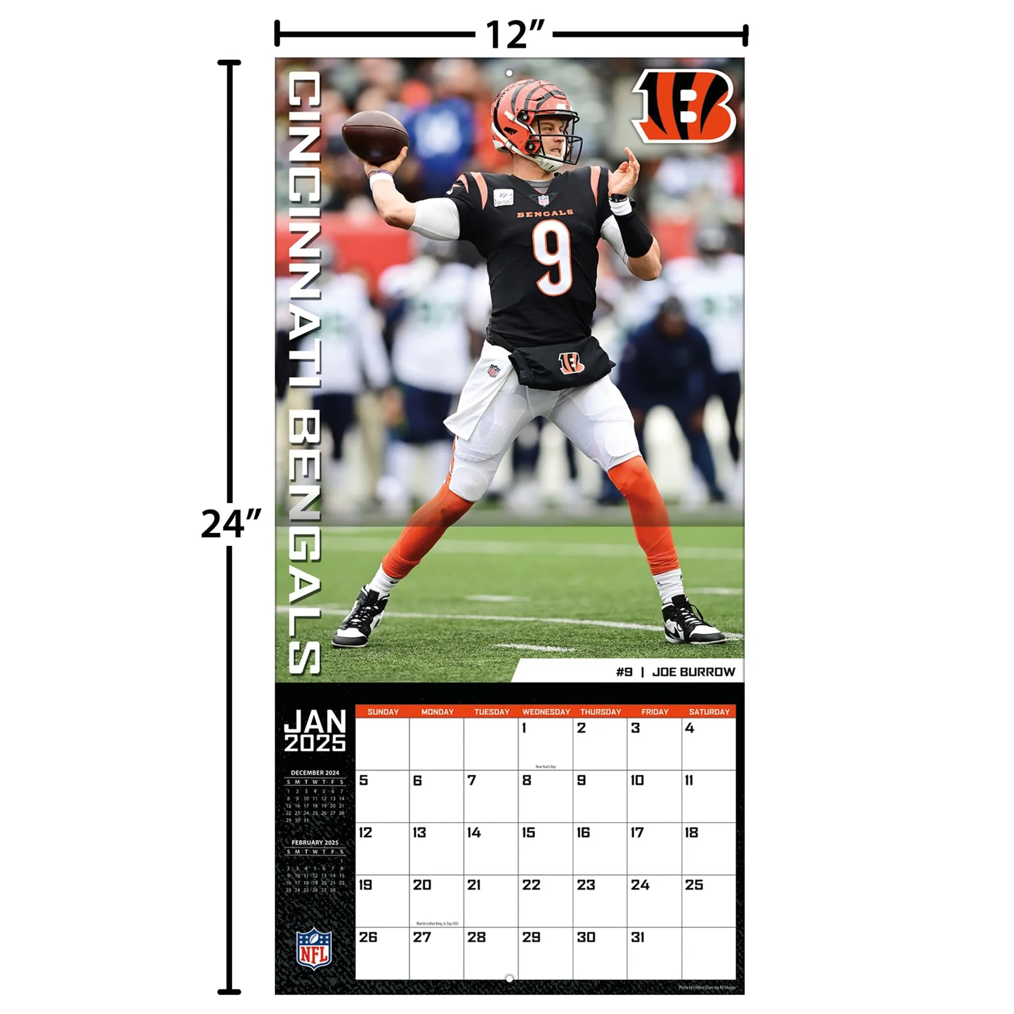 NFL Cincinnati Bengals Wall 2025 Calendar - Online Exclusive