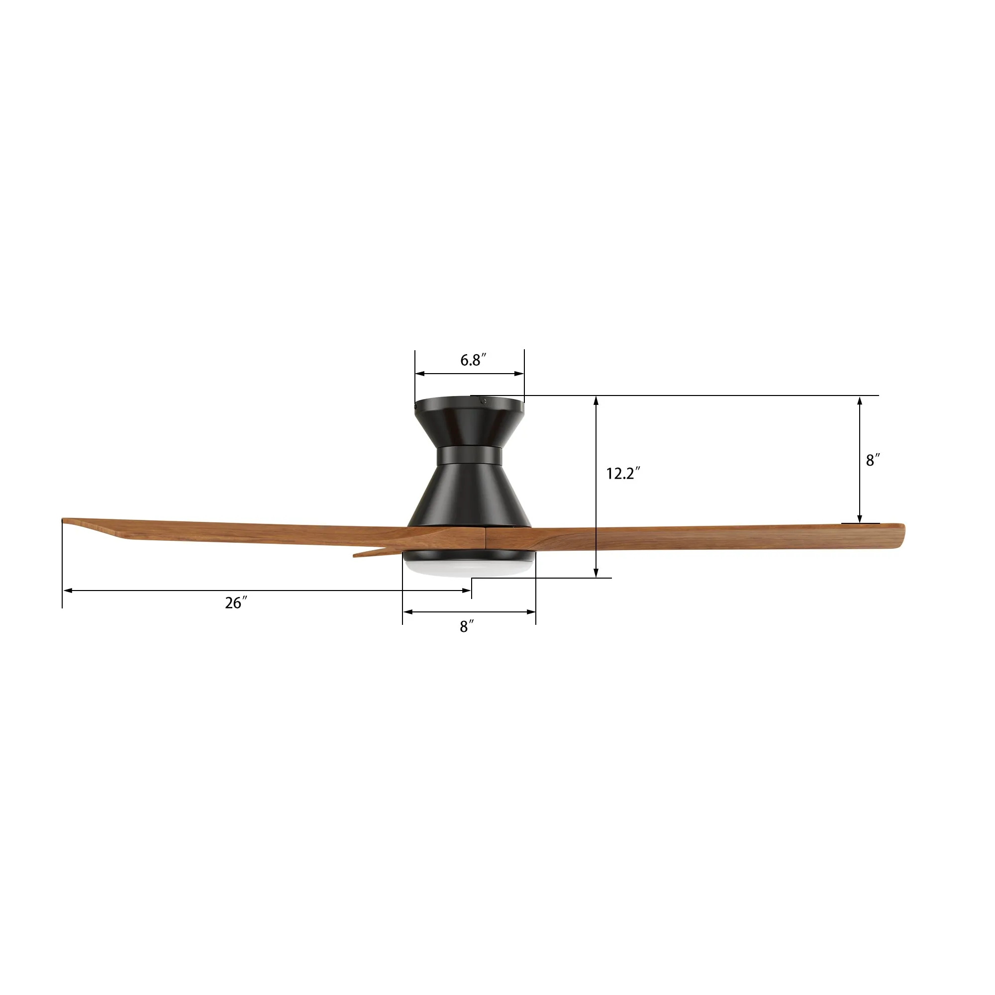 NICOLET 52 inch 3-Blade Flush Mount Smart Ceiling Fan with LED Light Kit & Remote- Black/Antique Walnut