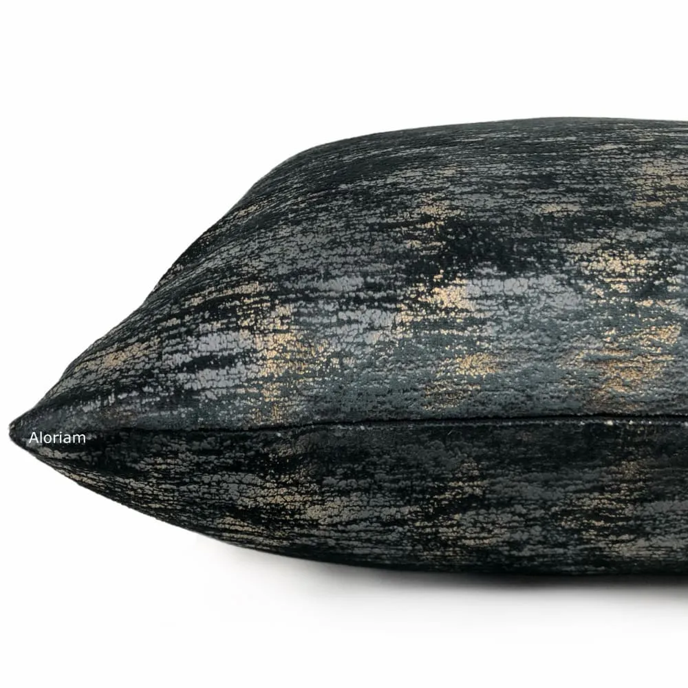 Nimbus Pyrite Black Gold Metallic Quartz Velveteen Pillow Cover