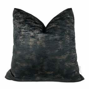 Nimbus Pyrite Black Gold Metallic Quartz Velveteen Pillow Cover