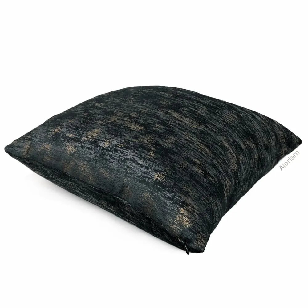 Nimbus Pyrite Black Gold Metallic Quartz Velveteen Pillow Cover