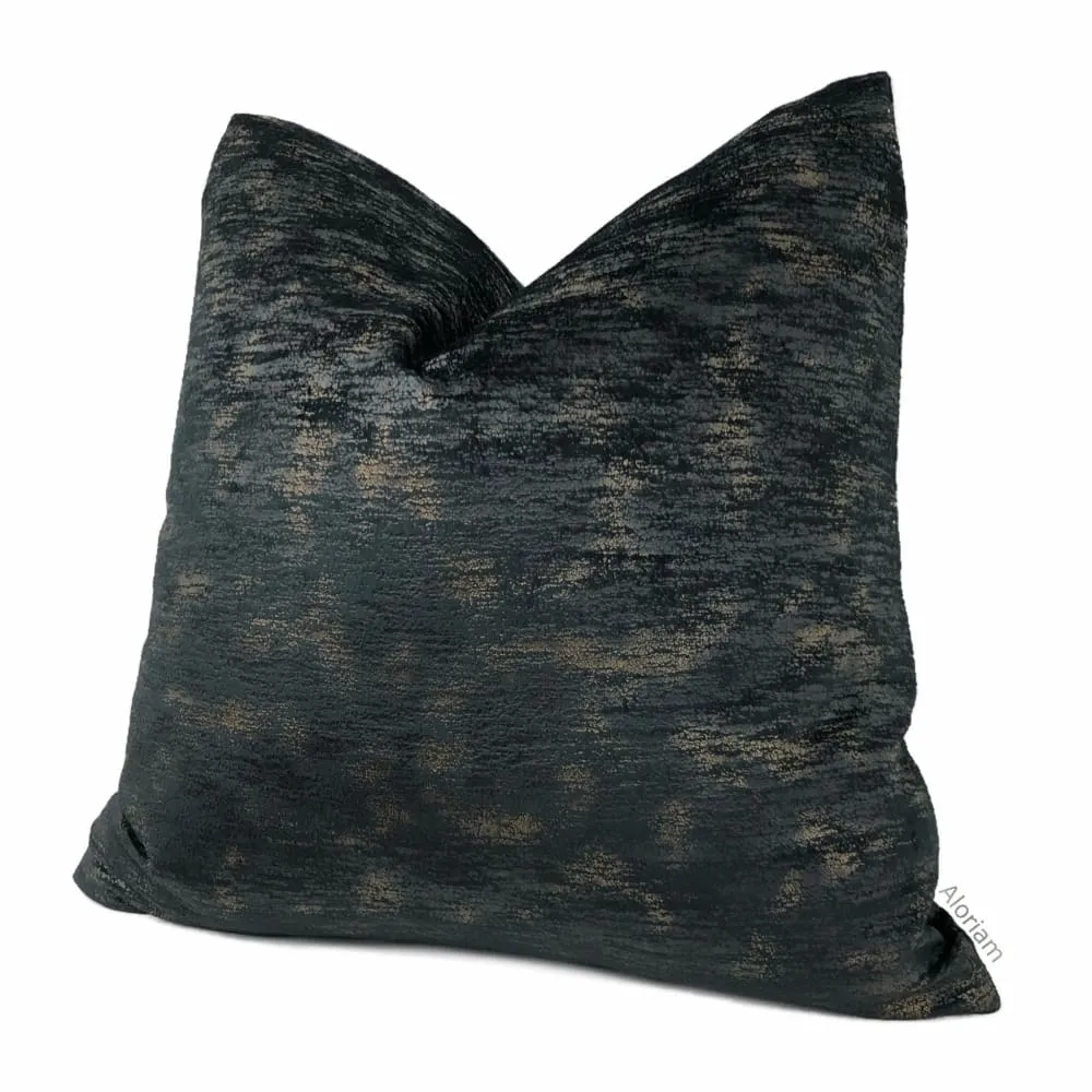 Nimbus Pyrite Black Gold Metallic Quartz Velveteen Pillow Cover