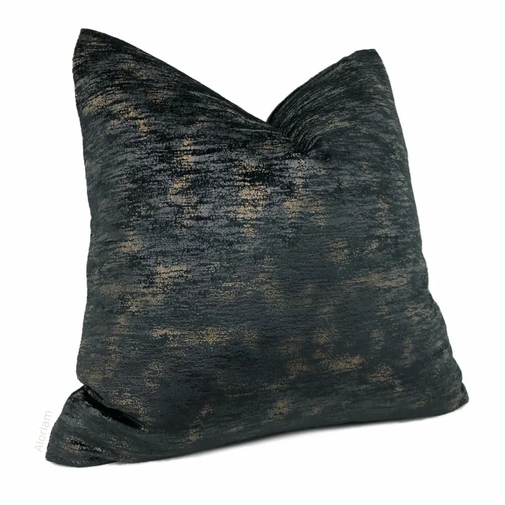 Nimbus Pyrite Black Gold Metallic Quartz Velveteen Pillow Cover