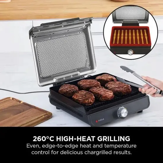 Ninja GR101UK Sizzle Grill & Flat Plate, Black