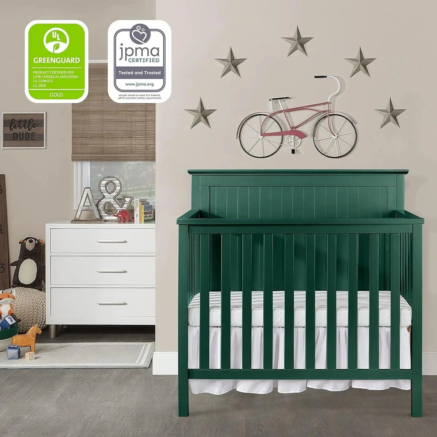 Olivewood 4-in-1 Convertible Mini Crib