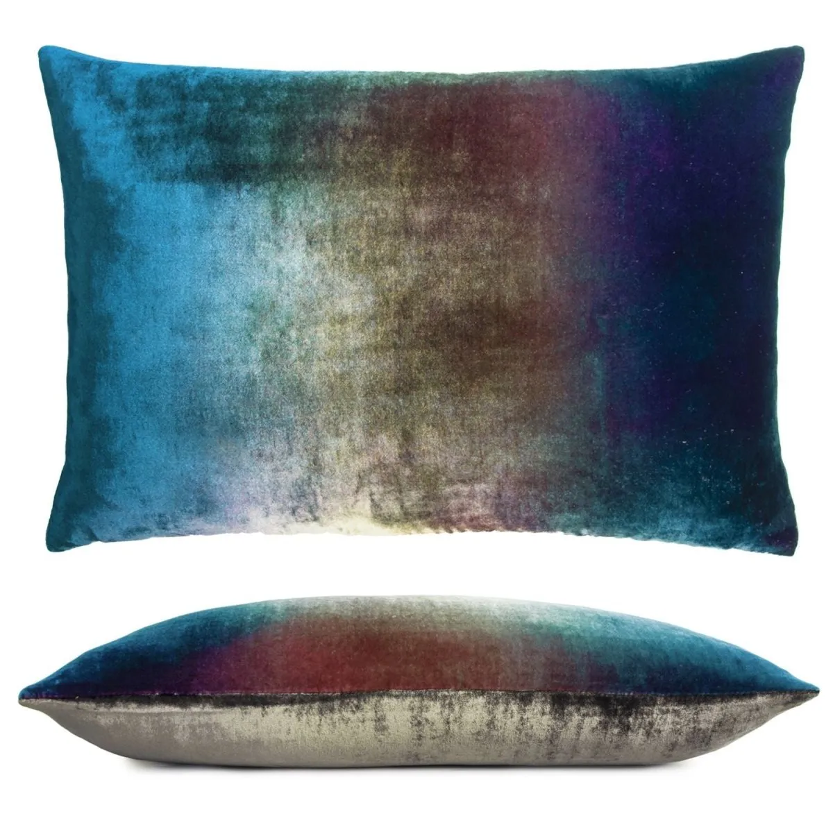 Oregano & Peacock Two Tone Ombre Velvet Pillow