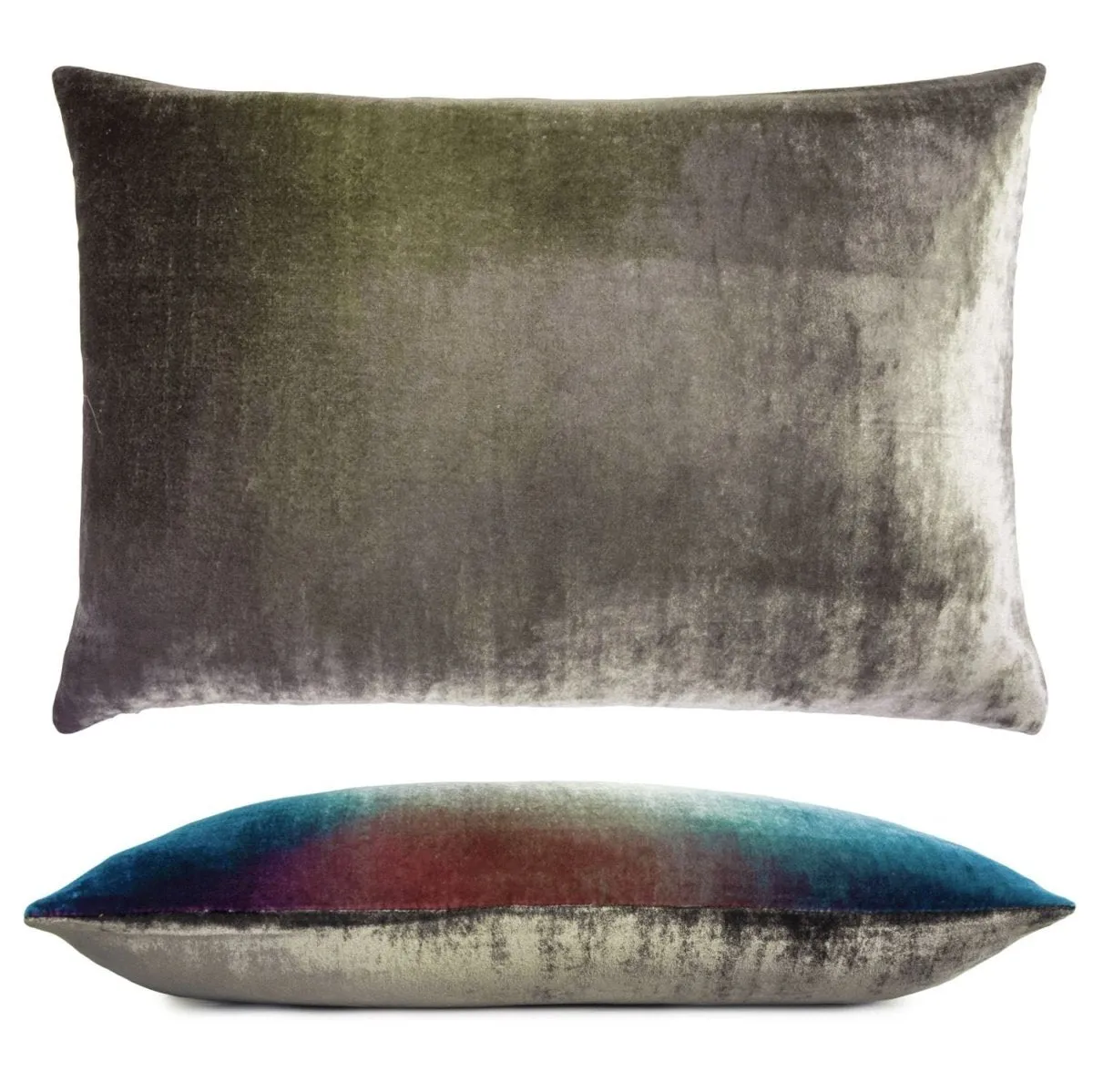 Oregano & Peacock Two Tone Ombre Velvet Pillow