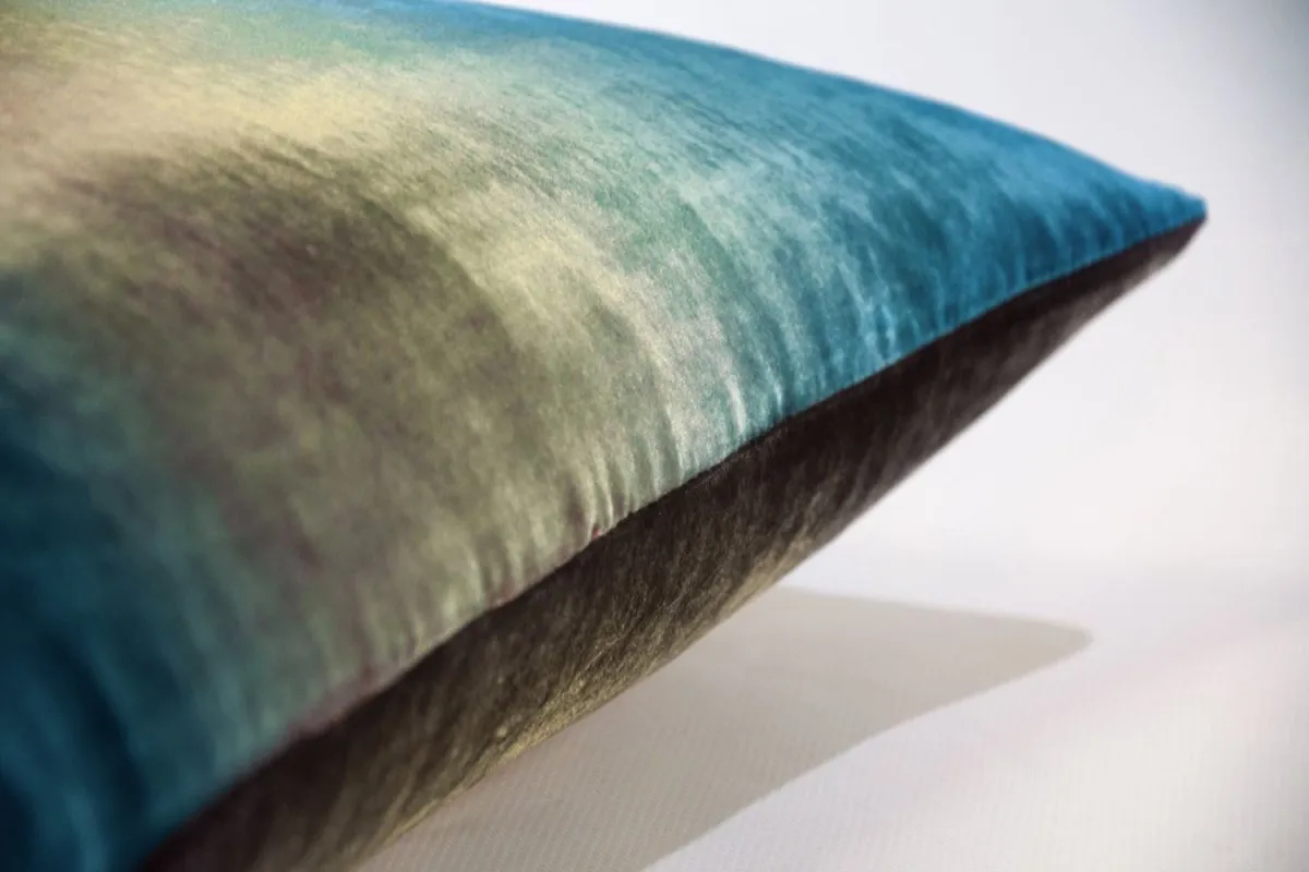 Oregano & Peacock Two Tone Ombre Velvet Pillow