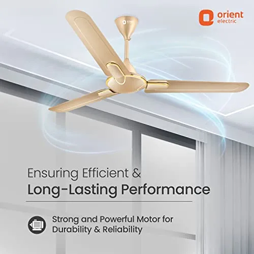 Orient Electric Laurel 1200 MM BEE Star Rated Ceiling Fan for Home | High Speed | Designer | Rust Proof Blades | Smooth Motor Operation (Topaz Gold Pack of 1)