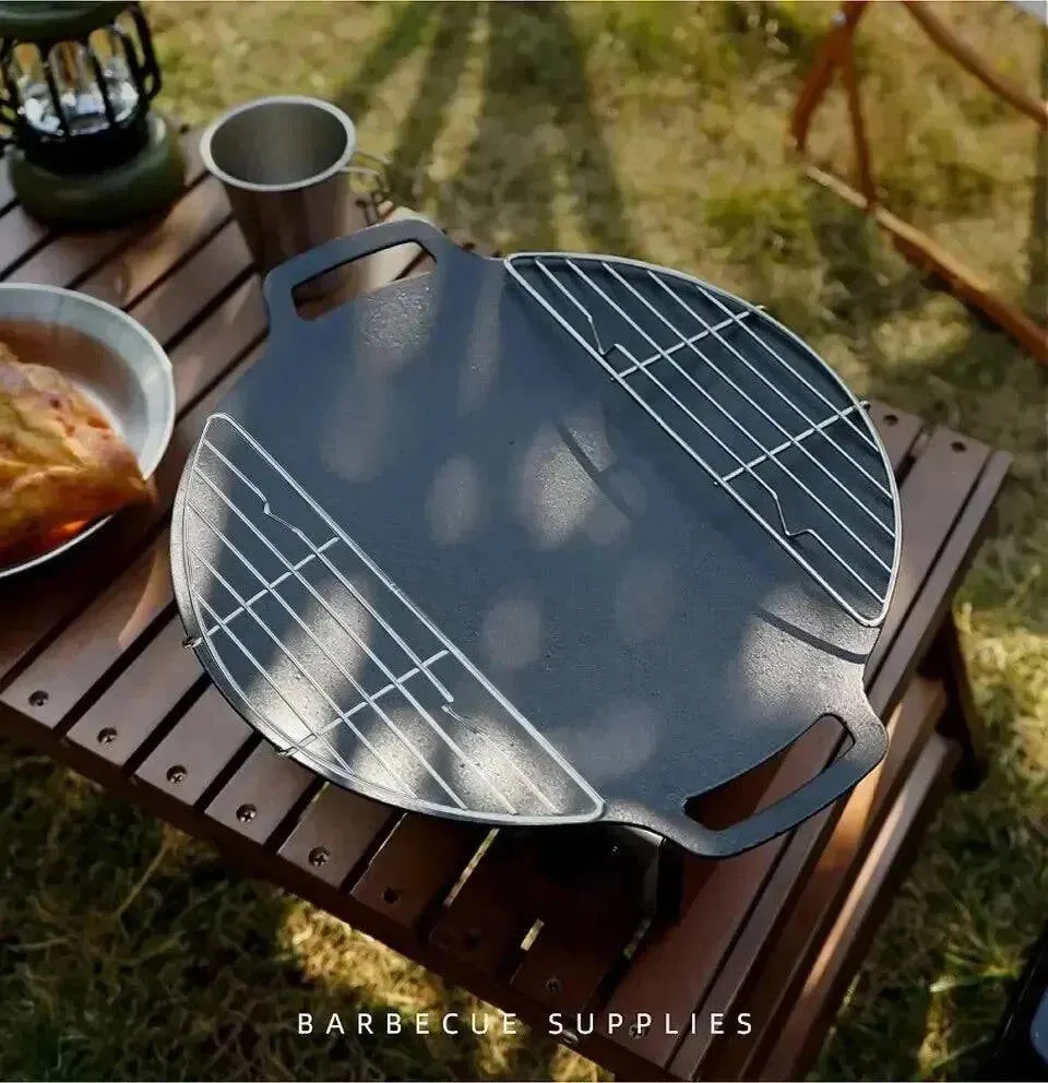 Outdoor Barbecue Net Steam Rack Stainless Steel Camping Barbecue Frying Pan Barbecue Meat Drain Anti Scorching Grill