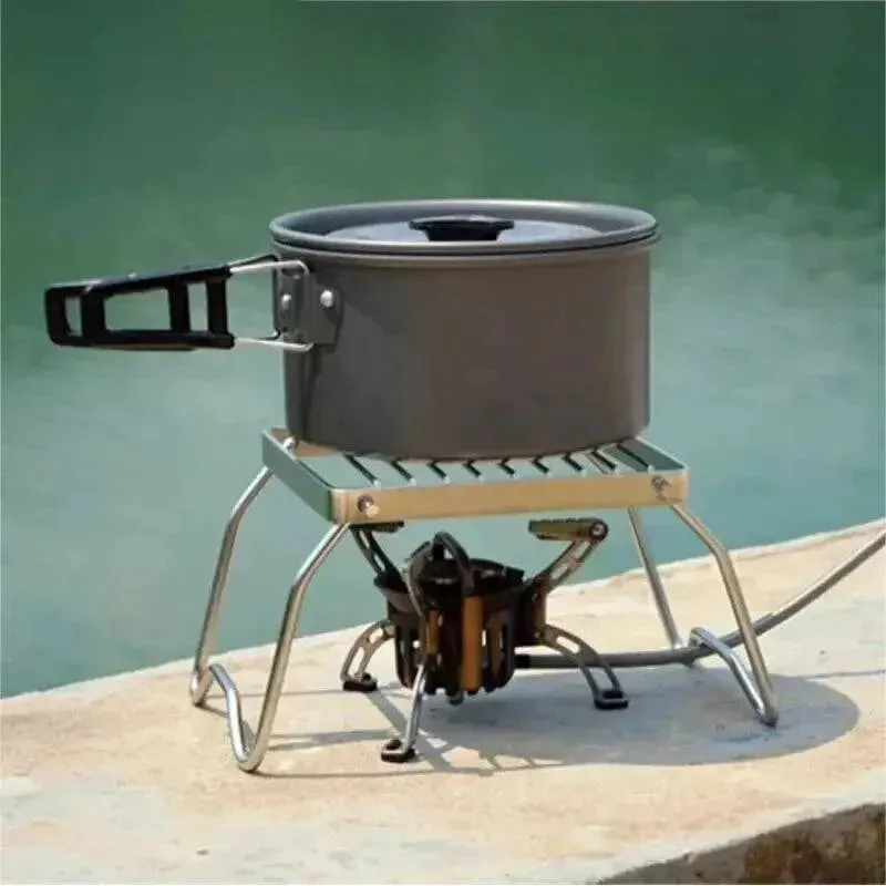 Outdoor Stainless Steel Stove Holder Camping Portable Folding Mini Barbecue Rack Set Pot Holder Baking Tray Holder