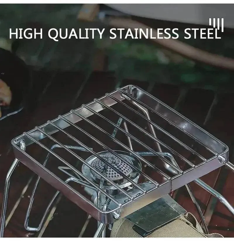 Outdoor Stainless Steel Stove Holder Camping Portable Folding Mini Barbecue Rack Set Pot Holder Baking Tray Holder