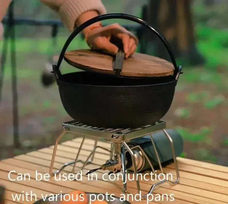 Outdoor Stainless Steel Stove Holder Camping Portable Folding Mini Barbecue Rack Set Pot Holder Baking Tray Holder