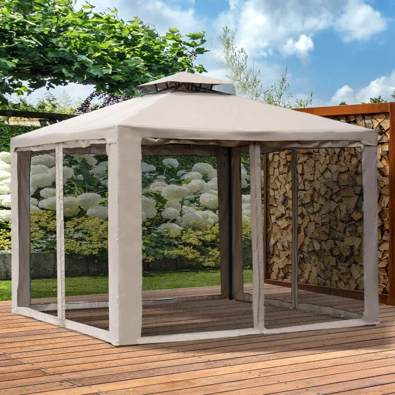 Outsunny Outdoor Gazebo 295L x 295W x 263Hcm-Taupe