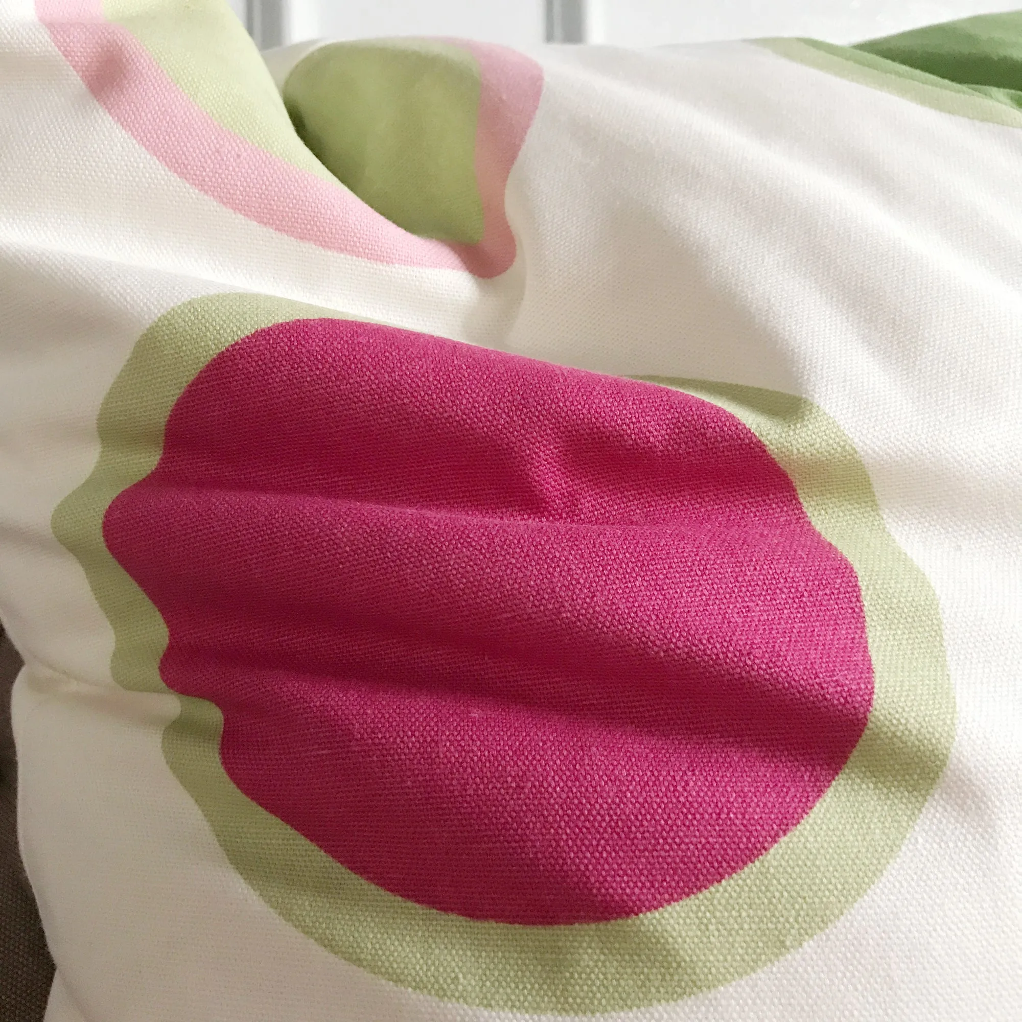 Pink and Lime Green Large Polka Dot Throw Pillow Cover