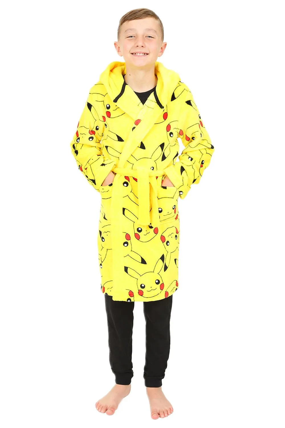 Pokemon Boys Girls Pikachu Dressing Gown Fleece Hooded Kids Robe