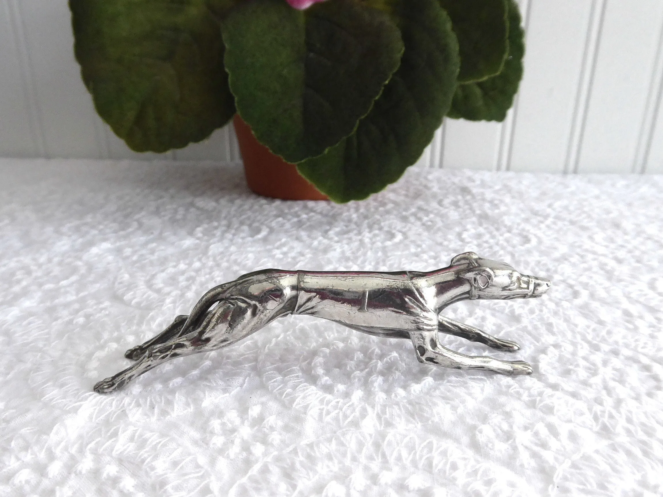 Rare English 1920s Figural Dog Racing Greyhound Kniferest Silver Plated