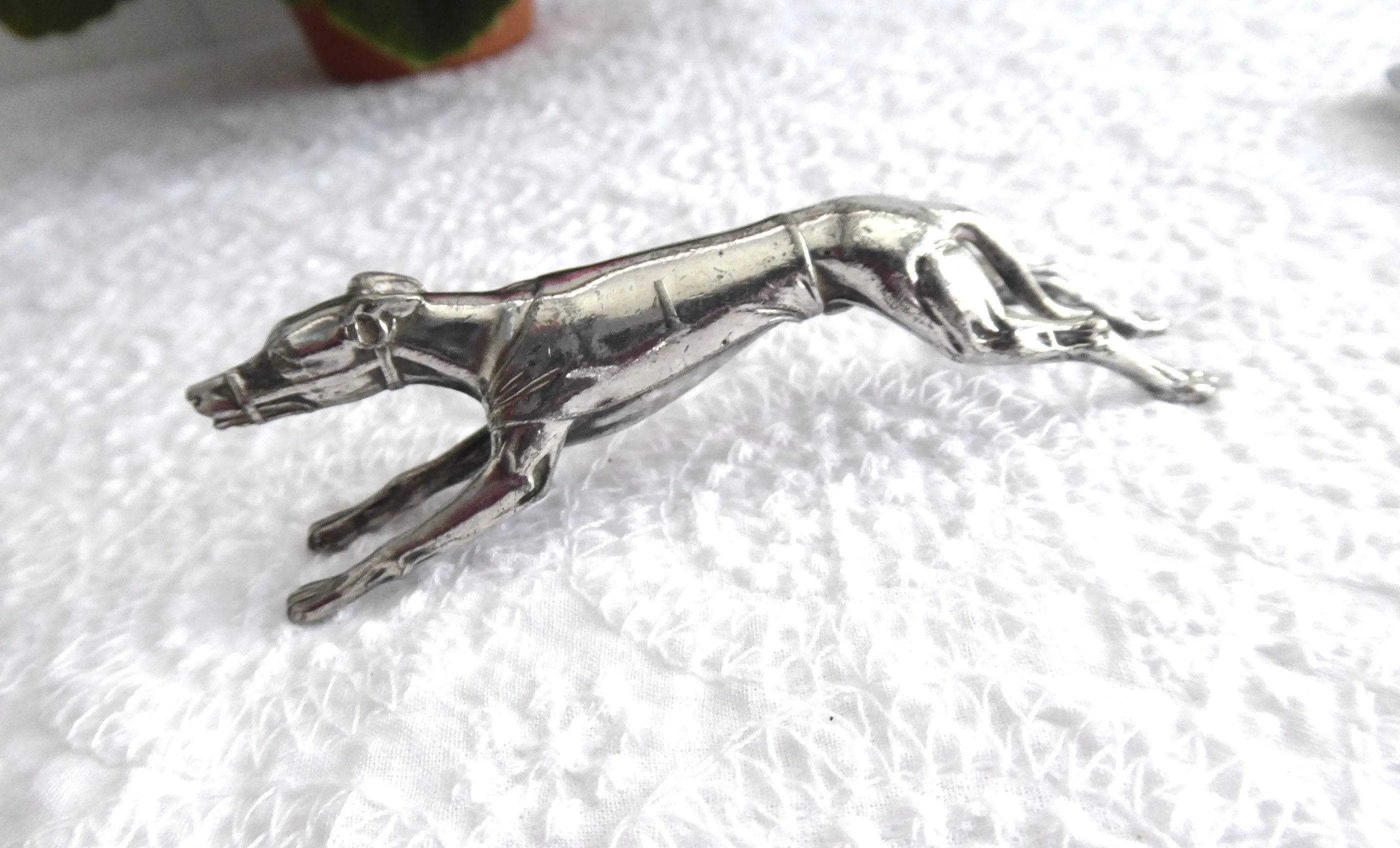 Rare English 1920s Figural Dog Racing Greyhound Kniferest Silver Plated