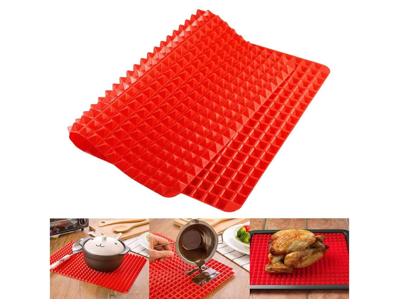 Red Pyramid Pan Nonstick Silicone Mat