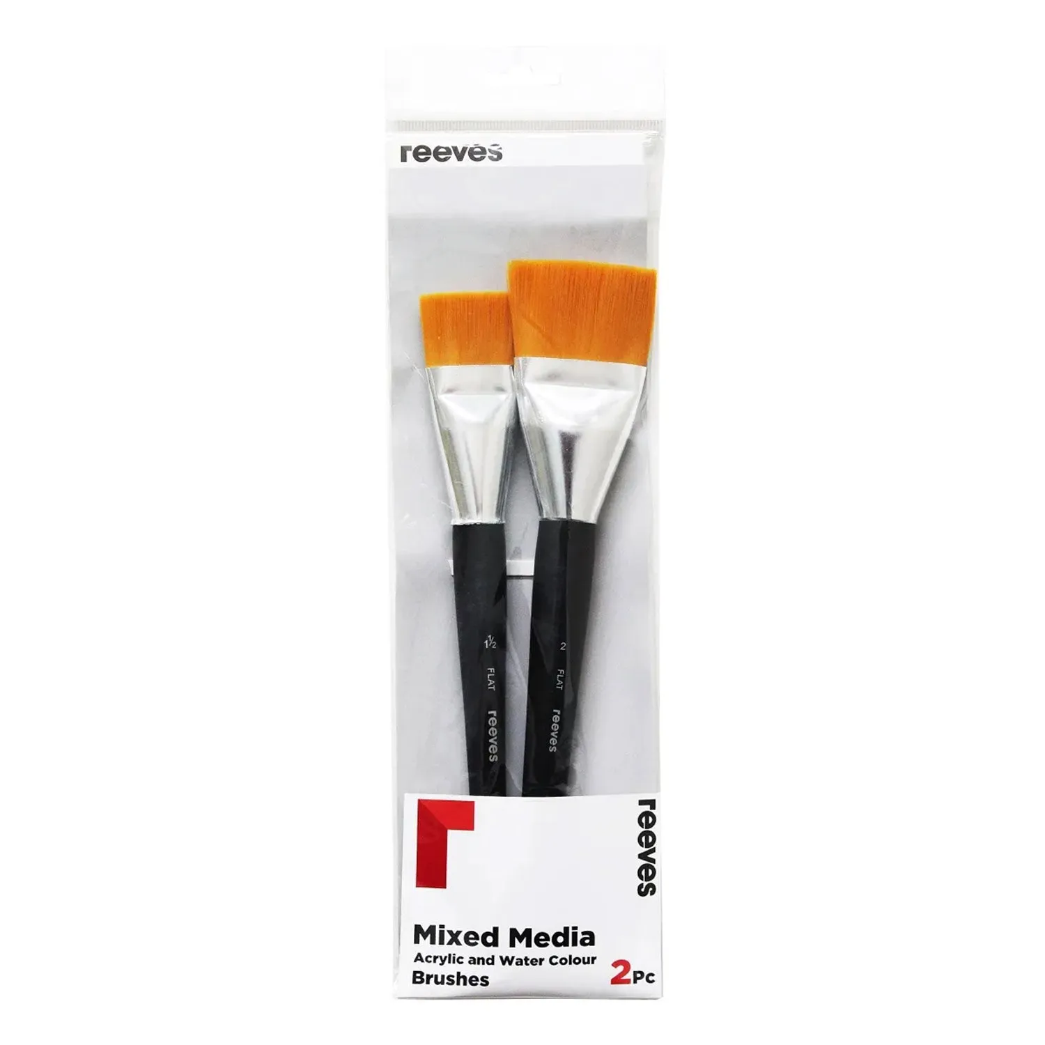 Reeves Mixed Media Brushes Large Set of 2 - No. 1.5 & 2 Flat