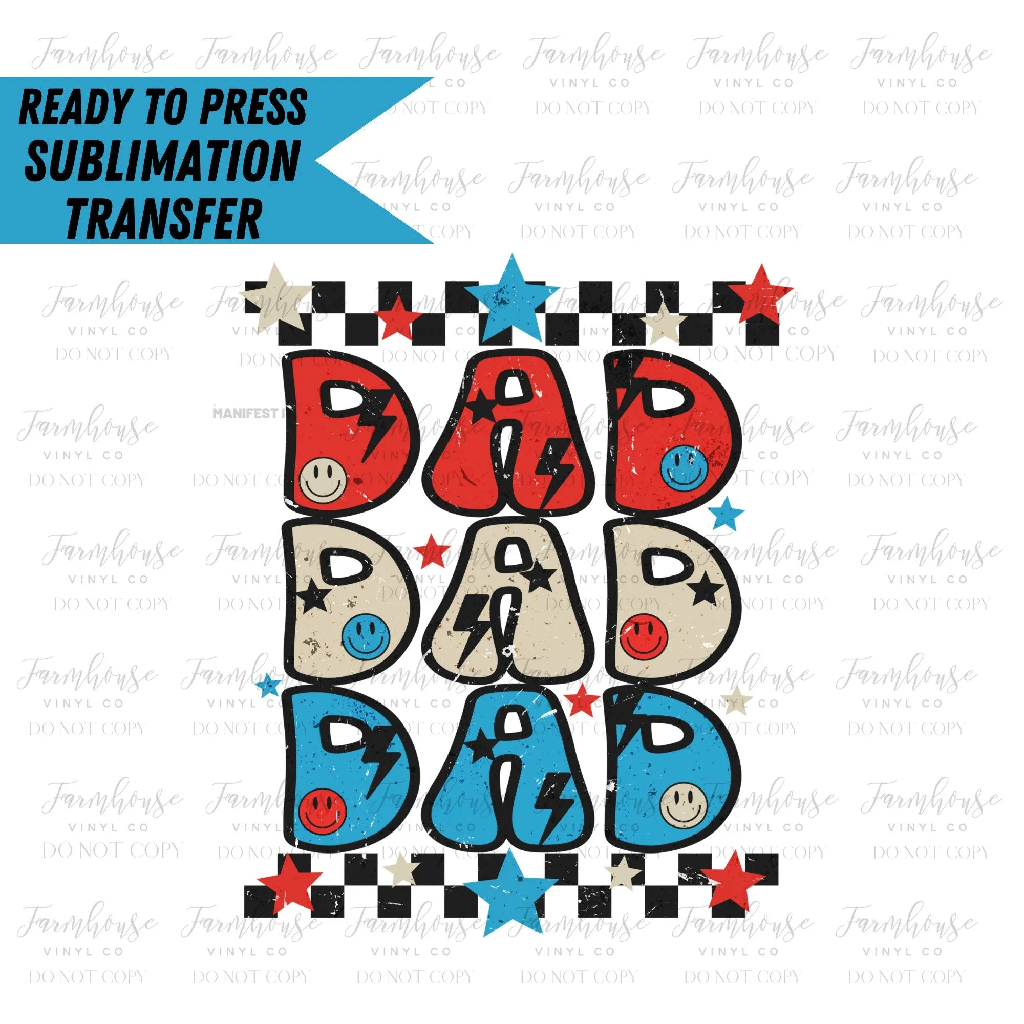 Retro 4th of July Mama Mini Dad, Ready to Press Sublimation Transfer, Sublimation Transfers, Heat Transfer, 4th of July Family Design