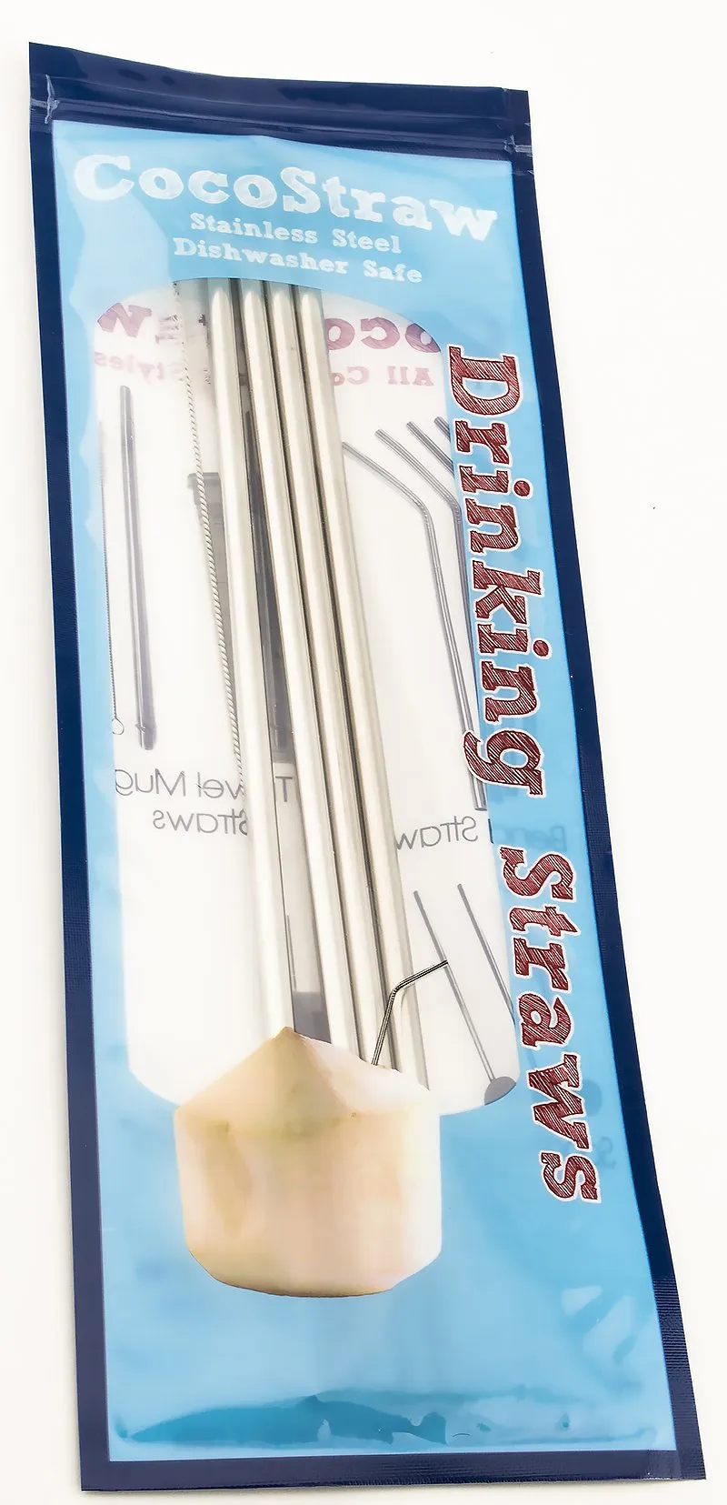 Reusable Straws - Stainless Steel Drinking - Set of 12   3 Cleaners - Eco Friendly, SAFE, NON-TOXIC non-plastic CocoStraw Brand