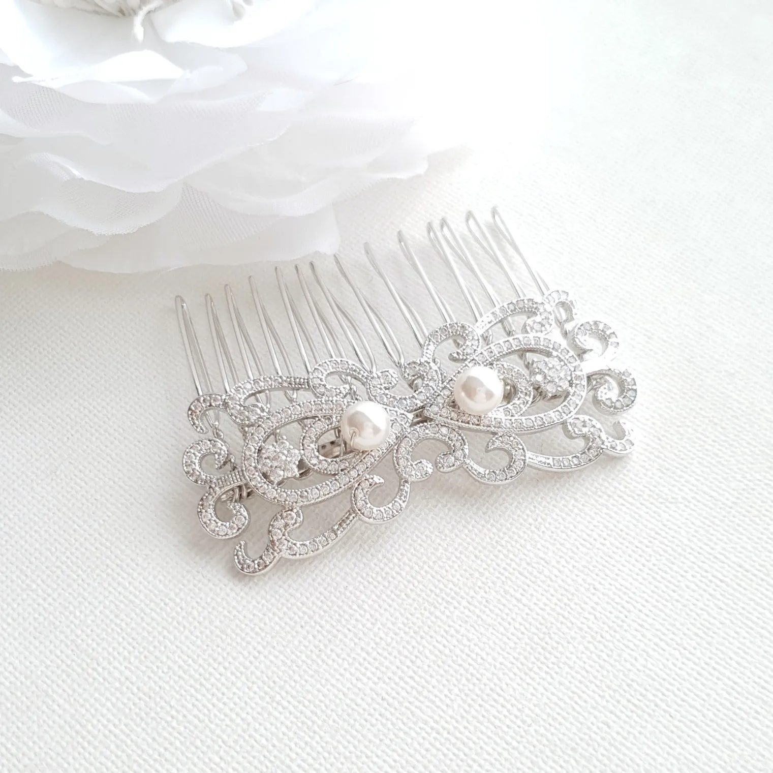 Rose Gold Vintage Bridal Hair Comb-Arletty